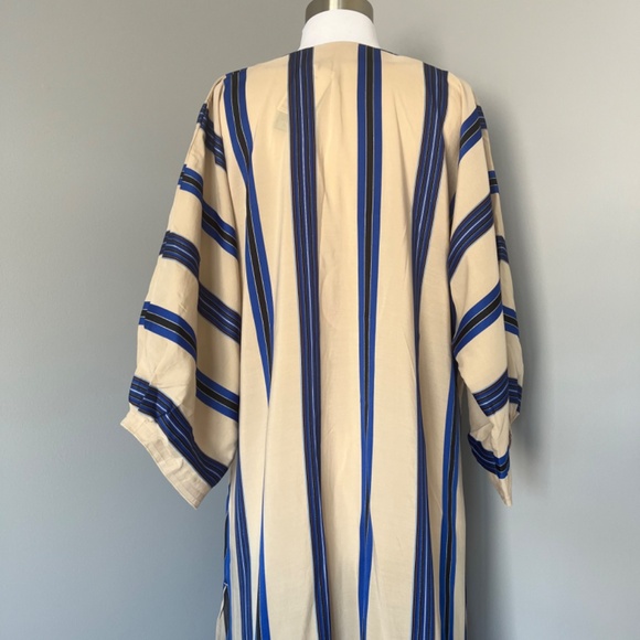 NWT H&M CONSCIOUS EXCLUSIVE STRIPED KAFTAN PLEATED TENCEL BUTTON COCKTAIL DRESS - Picture 9 of 16